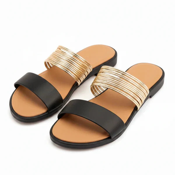 Sandales Plates Multi-Brides Métalliques Femme | Confort Été