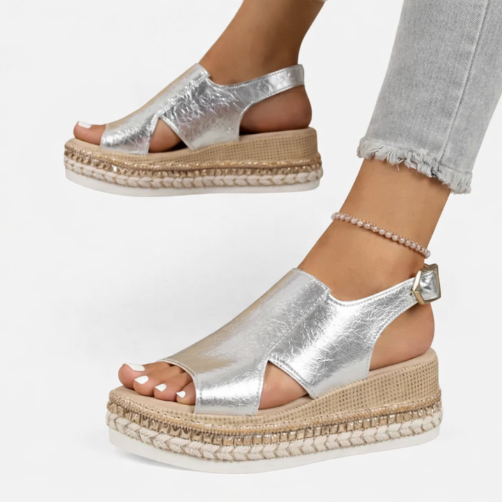 Sandales Compensées Métalliques Orthopédiques Femme | Confort Été