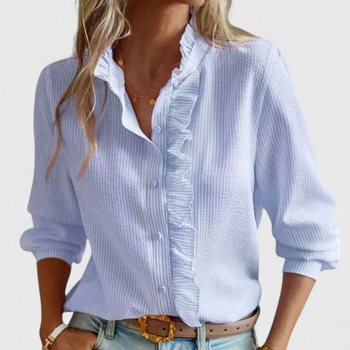 Yasmine — Blouse Femme Manches longues Grise, Bleue Pour Style Confirme