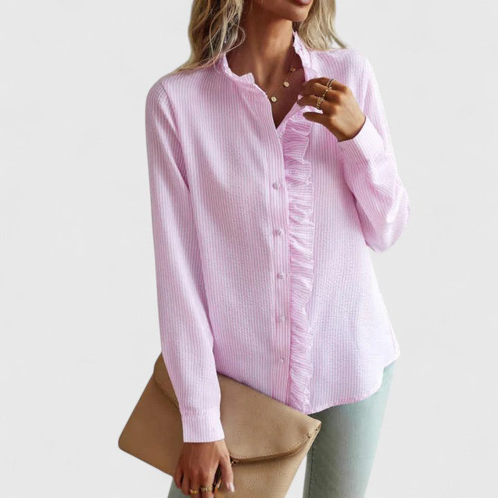 Yasmine — Blouse Femme Manches longues Grise, Bleue Pour Style Confirme