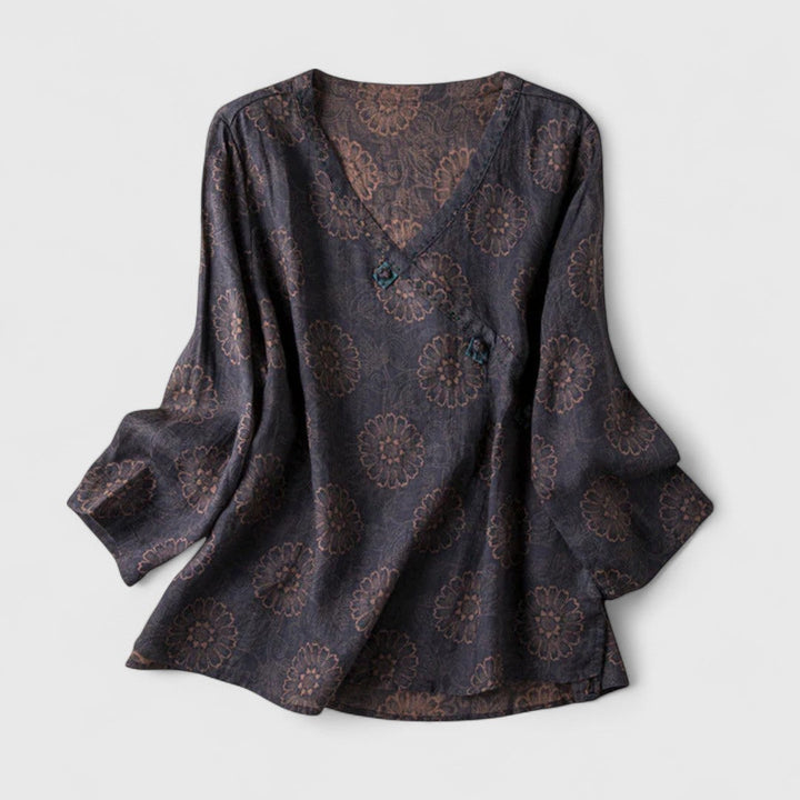 Solene — Blouse Femme Confortable Bleue, Violette Pour Style Confirme