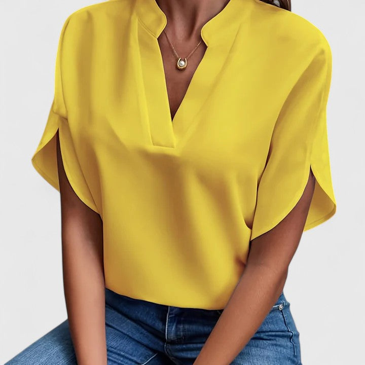 Klea — Blouse Femme Elegante Jaune, Bleue Pour Style Confirme