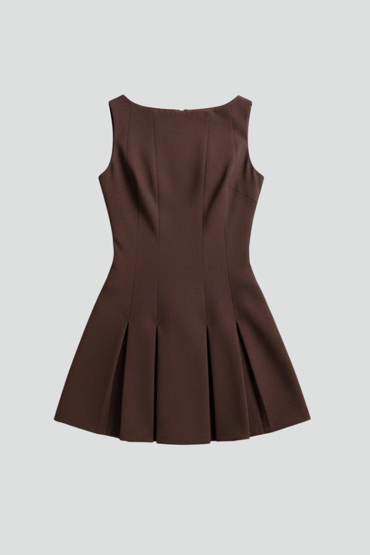 Lauren — Robe Femme Elegante Apricot, Marron Pour Style Confirme