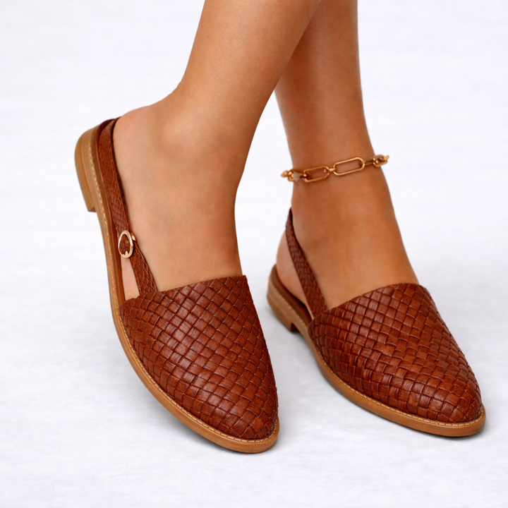 Chaussures Plates Slingback Cuir Vegan Tressé Femme | Élégance Quotidienne