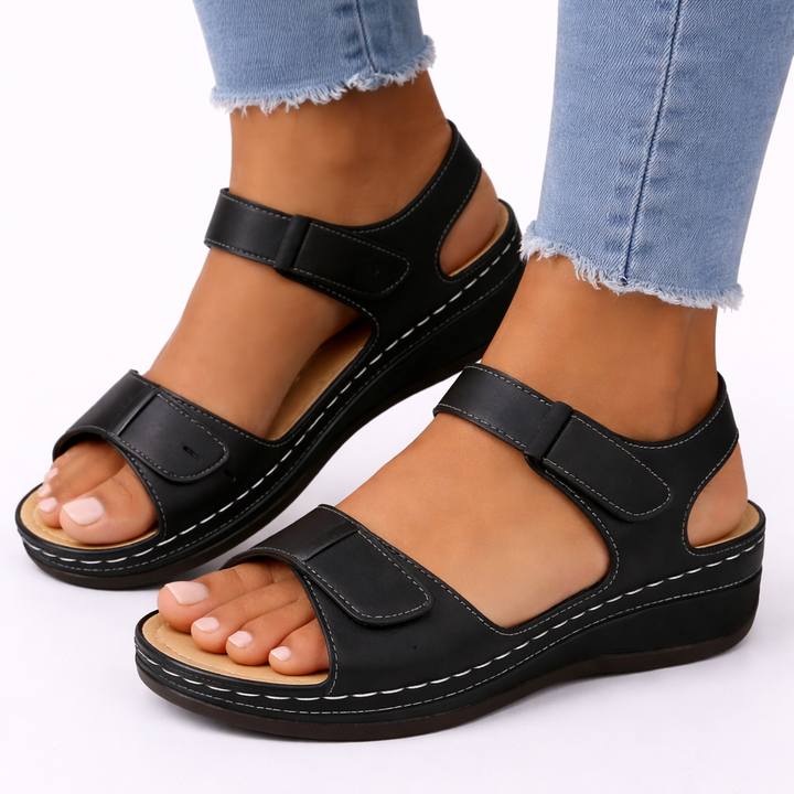 Sandales Marche Orthopédiques Talon Compensé Femme | Confort Actif