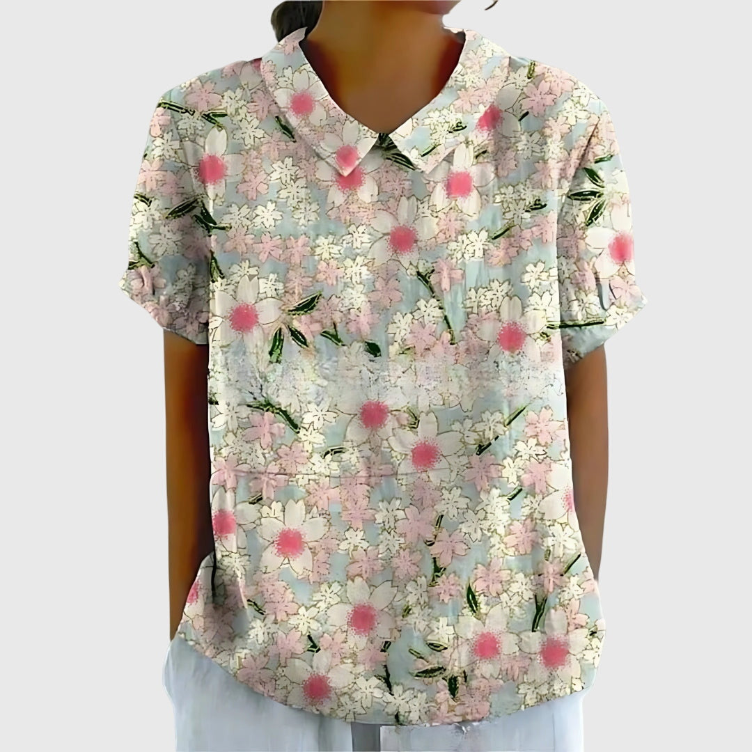 Jenna — Blouse Femme Florale Imprimee Verte Rose Pour Style Naturel