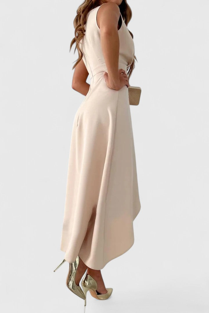 Jessa — Robe Femme Élégante Beige Intemporelle Pour Chaque Saison