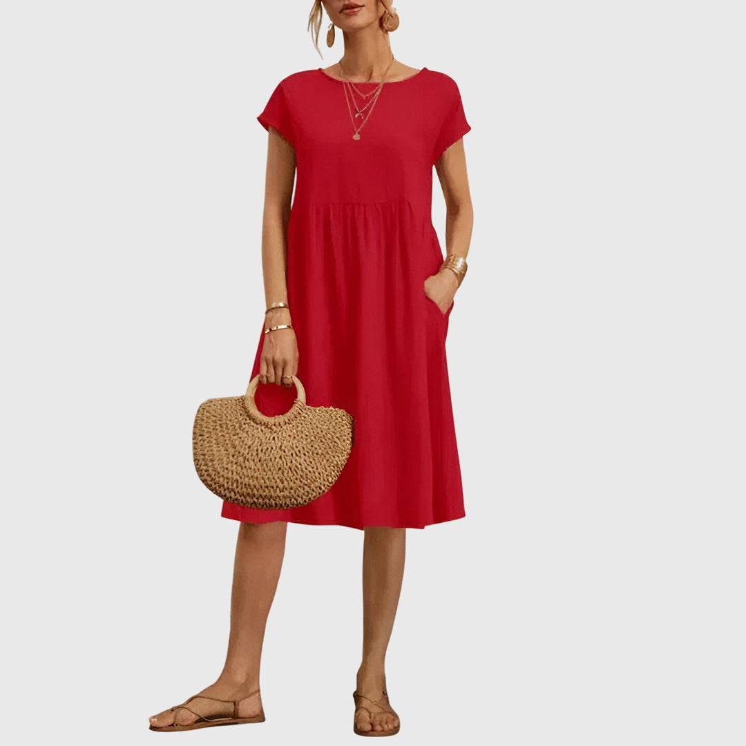 Mirabel — Robe Femme Elegante Printemps Marron Blanche Verte Bleue