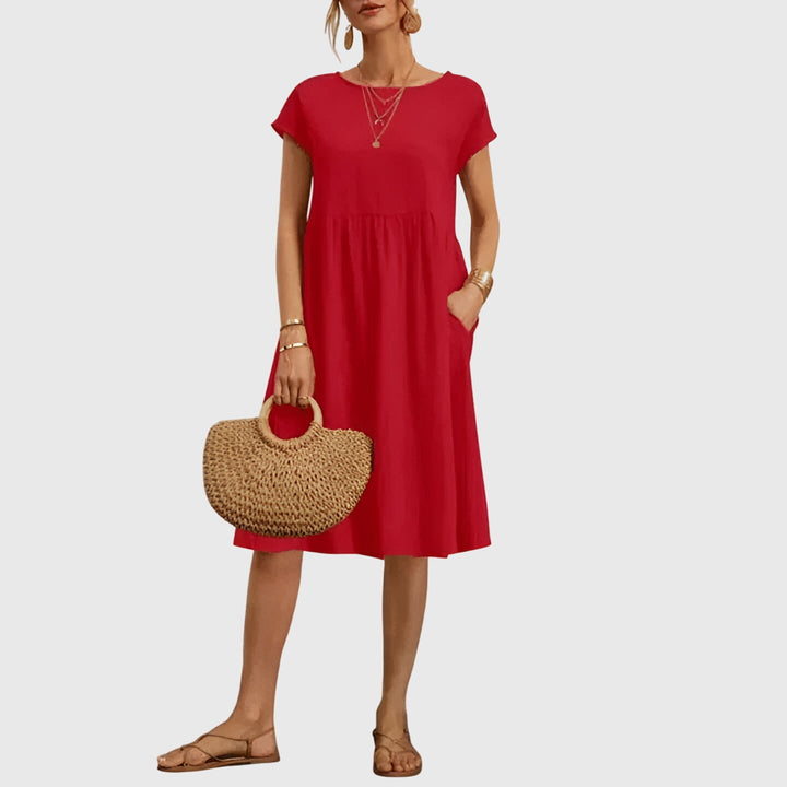 Mirabel — Robe Femme Elegante Printemps Marron Blanche Verte Bleue