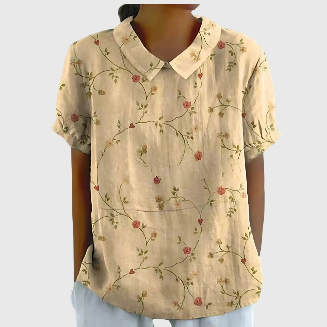 Jenna — Blouse Femme Florale Imprimee Verte Rose Pour Style Naturel