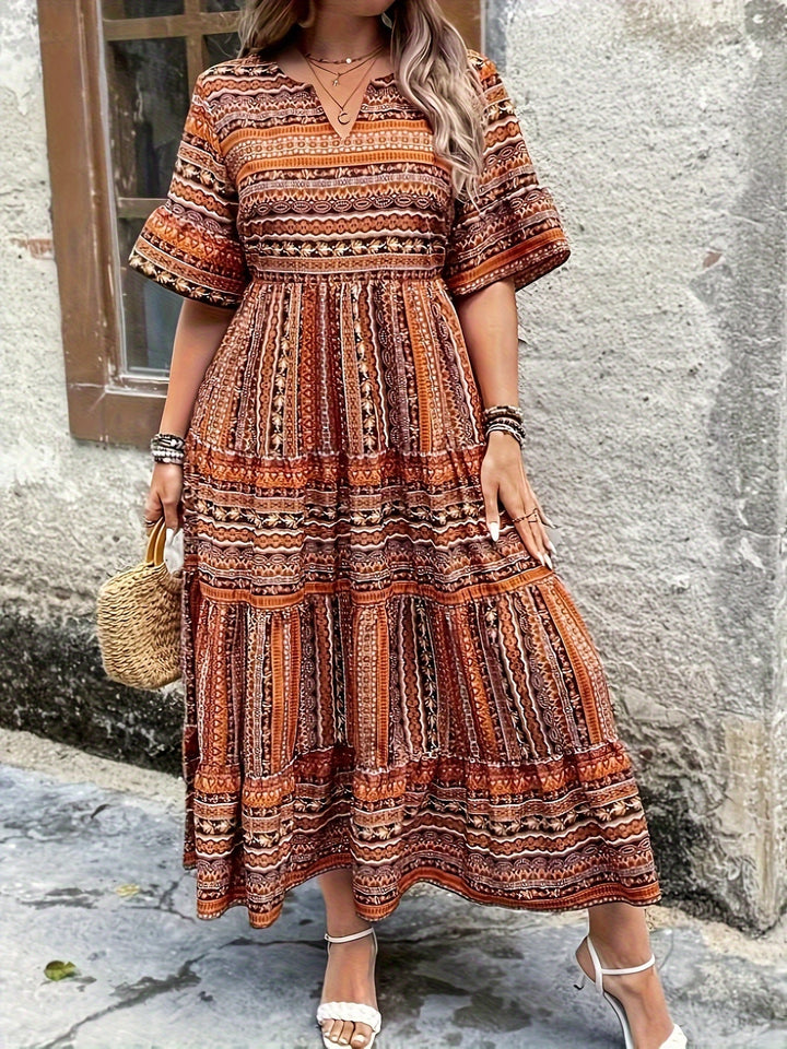 Daisy — Robe Femme Boho Marron, Verte Pour Style Confirme