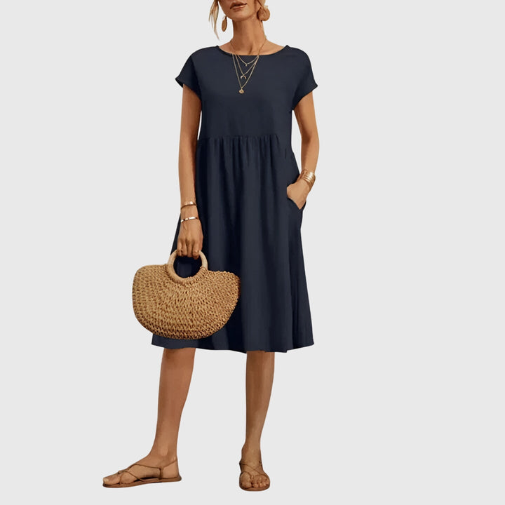 Mirabel — Robe Femme Elegante Printemps Marron Blanche Verte Bleue