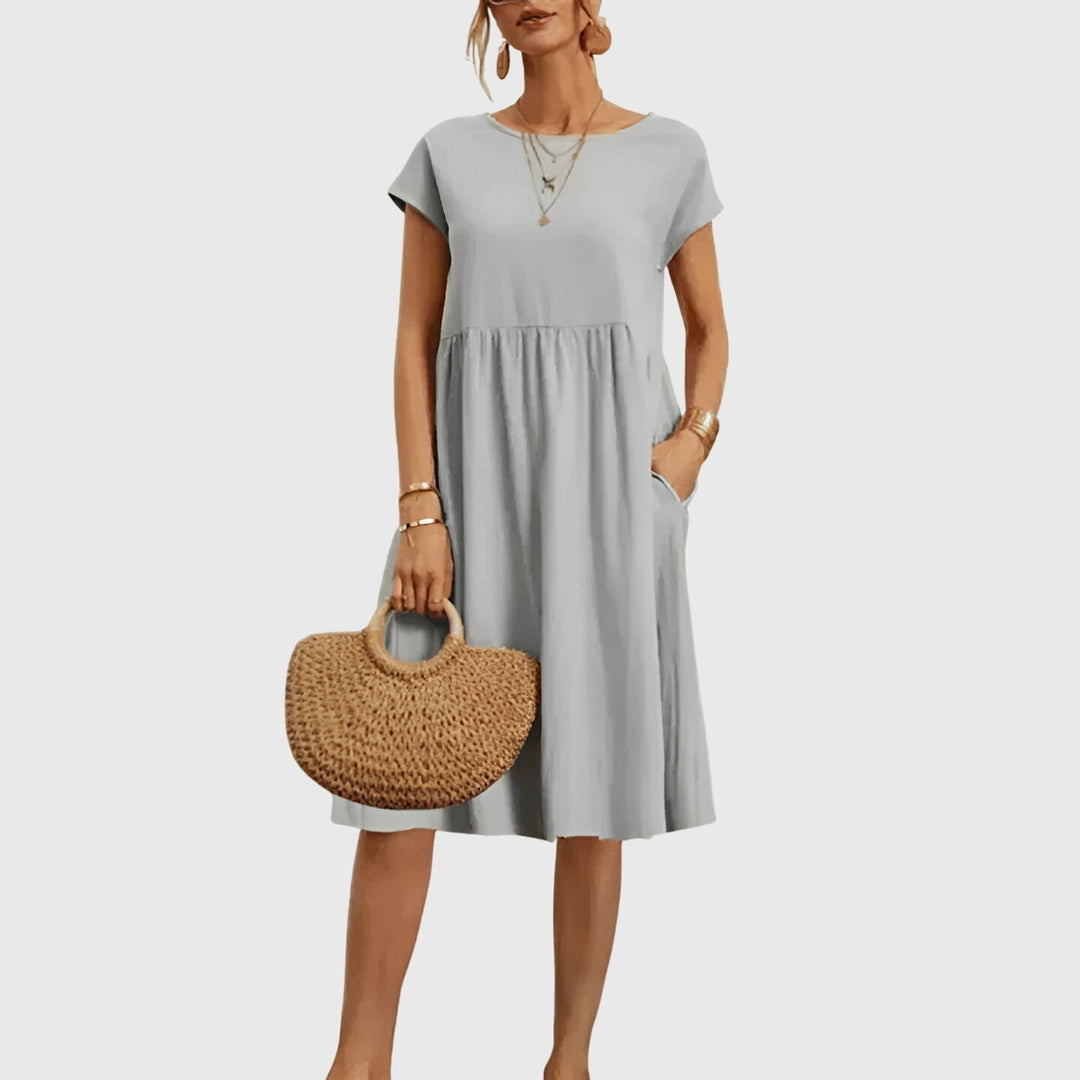 Mirabel — Robe Femme Elegante Printemps Marron Blanche Verte Bleue