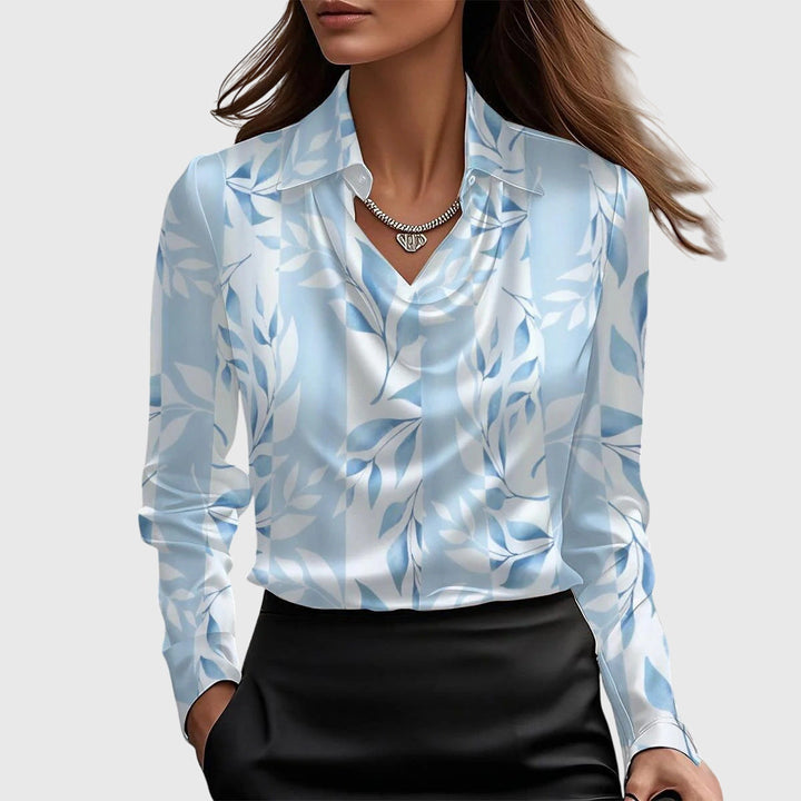 Brooklyn — Blouse Femme Elegante Bleu Clair Verte Noire Pour Style Affirme