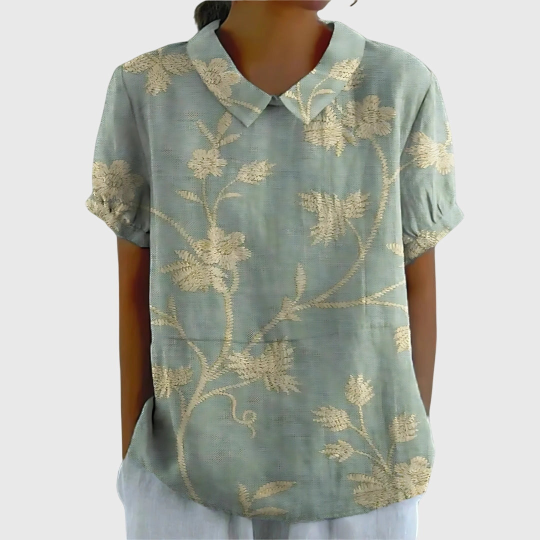 Jenna — Blouse Femme Florale Imprimee Verte Rose Pour Style Naturel