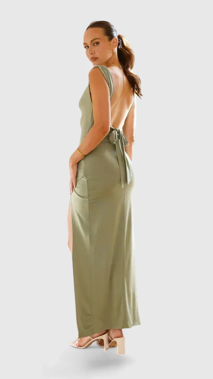 Coralya — Robe Maxi Femme Elegante Verte Pour Vitalite et Grace Naturelle
