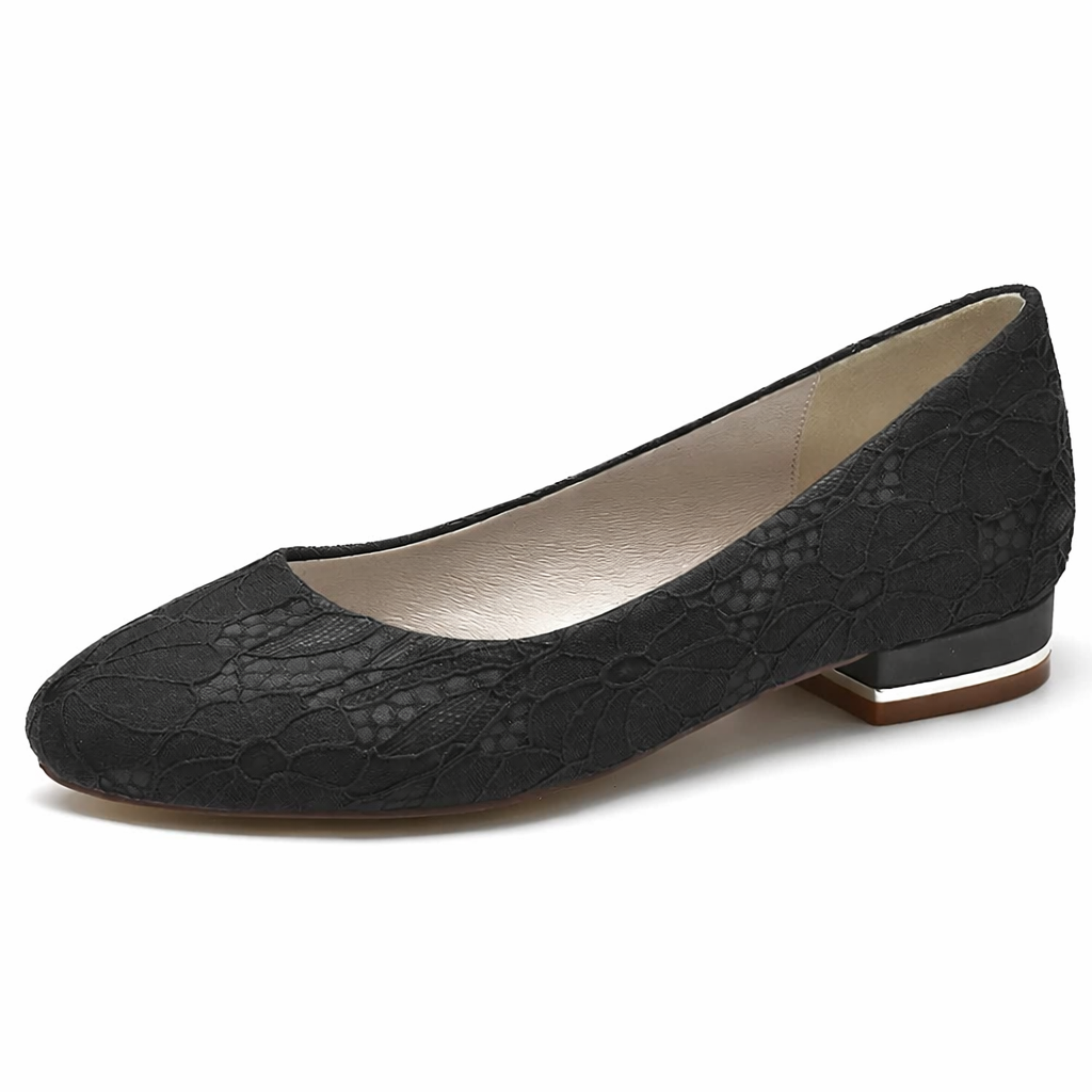 Chaussures Mariée Dentelle Blanche Femme | Bout Rond Plates Confortables