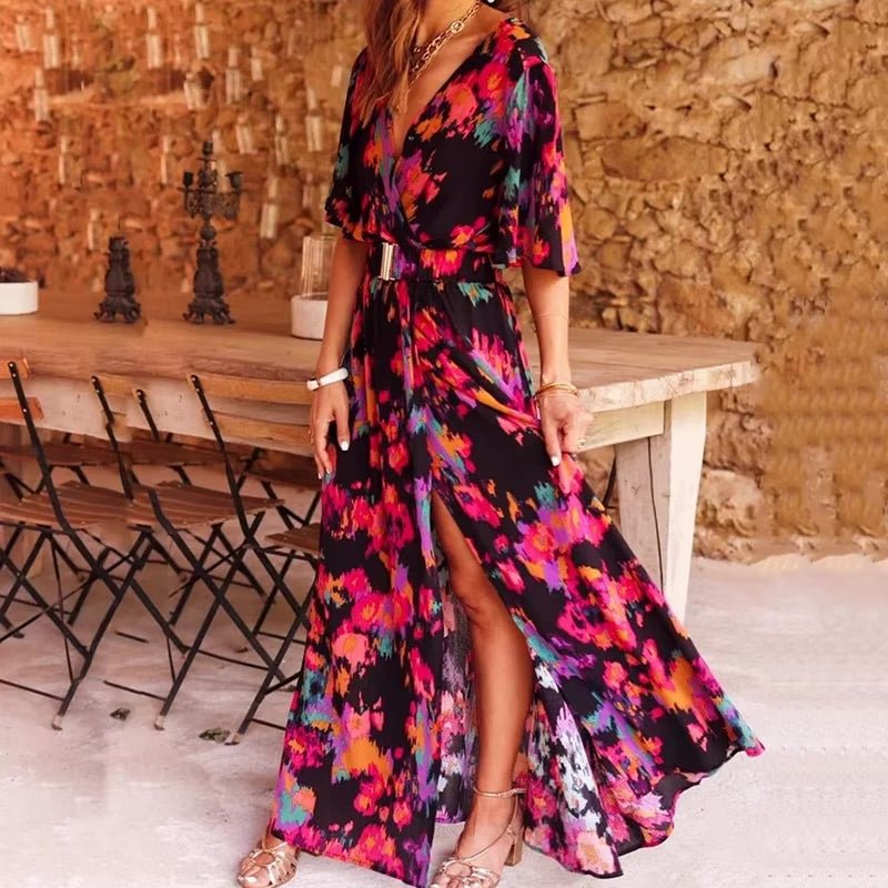Chloe — Robe Femme Boho Noire, Verte Pour Style Confirme