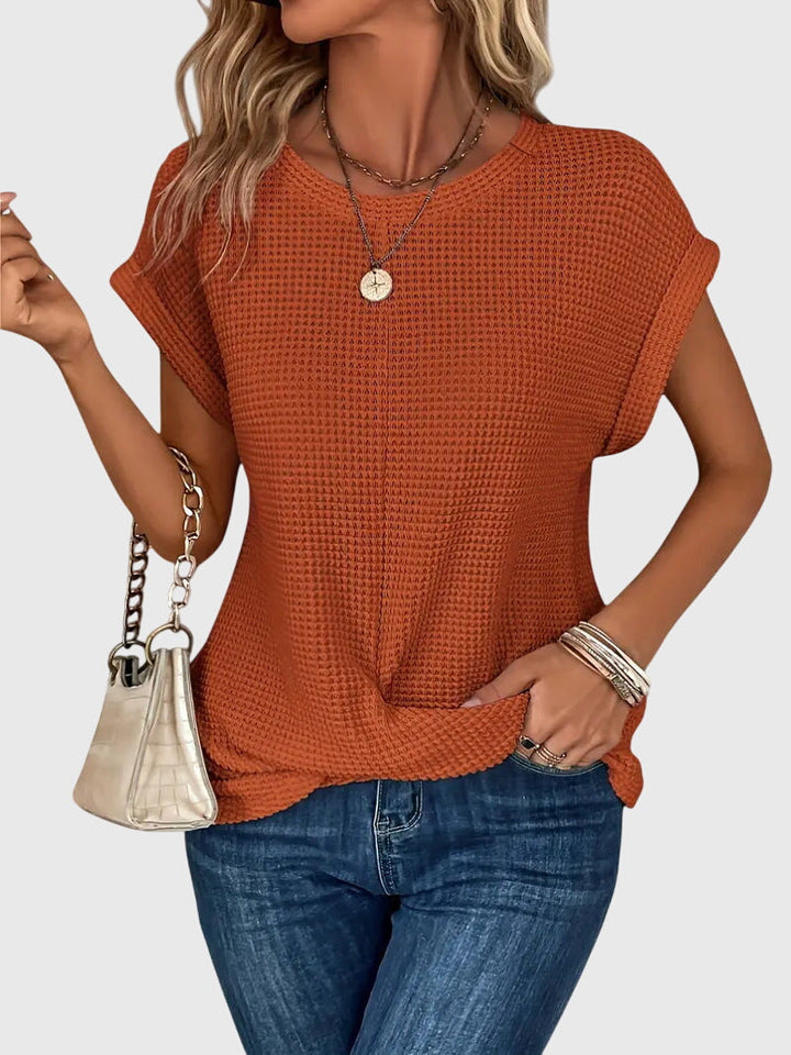 Isa — Blouse Femme Elegante Col Rond Verte Bleue Noire Pour Style Quotidien