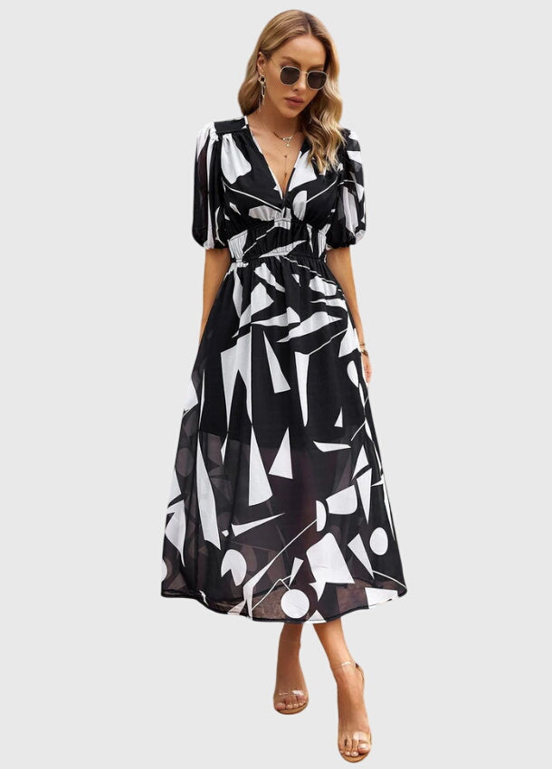 Merlin — Robe Midi Florale Femme Flatteuse Rose Bleue Verte et Fleuries