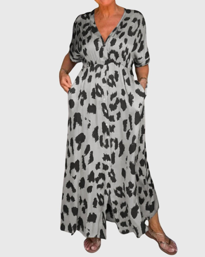Elizabeth — Robe Femme Elegante Grise, Kaki, Bleue Pour Style Confirme