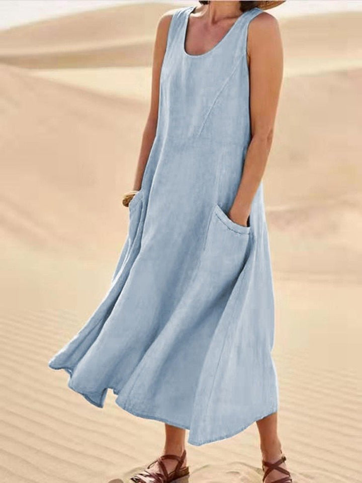 Zoe — Robe Femme Elegante Bleu Ciel, Orange, Light Green Pour Style Confirme