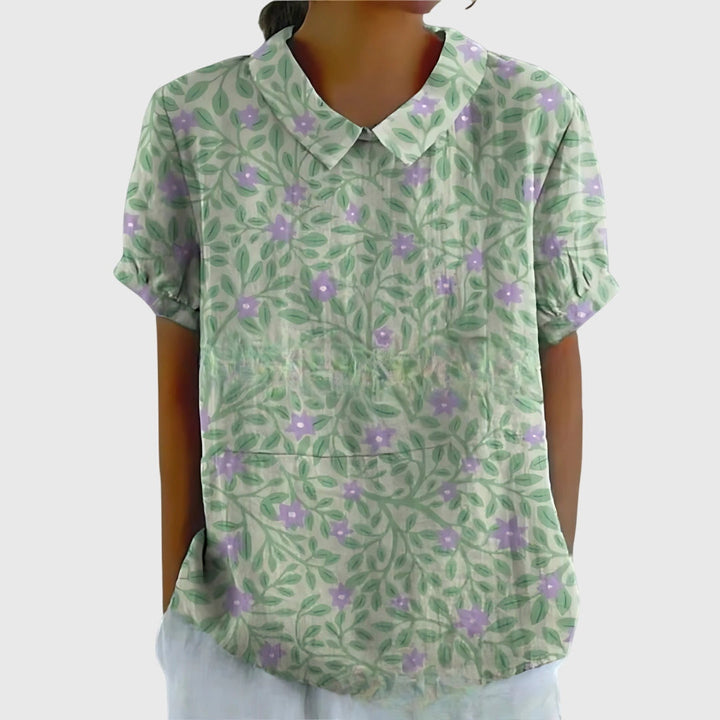 Jenna — Blouse Femme Florale Imprimee Verte Rose Pour Style Naturel