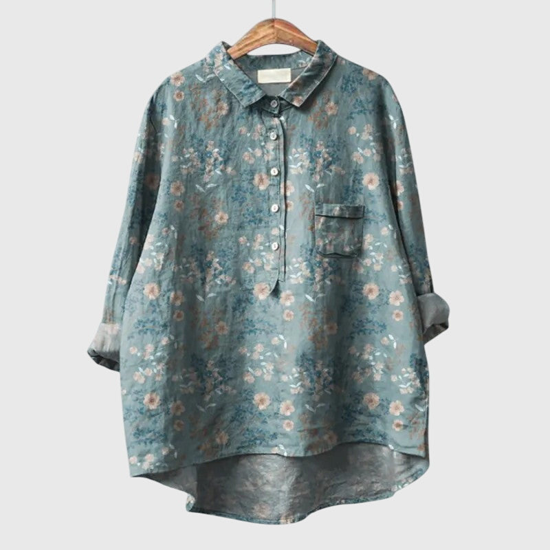 Elly — Blouse Femme Elegante Bleue, Violette Pour Style Confirme