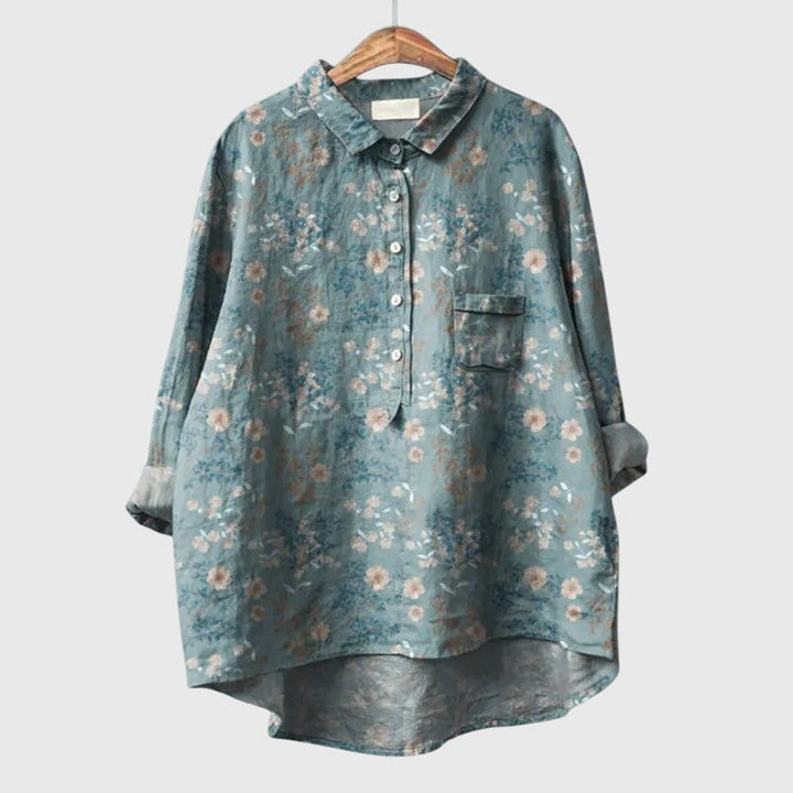 Elly — Blouse Femme Elegante Bleue, Violette Pour Style Confirme