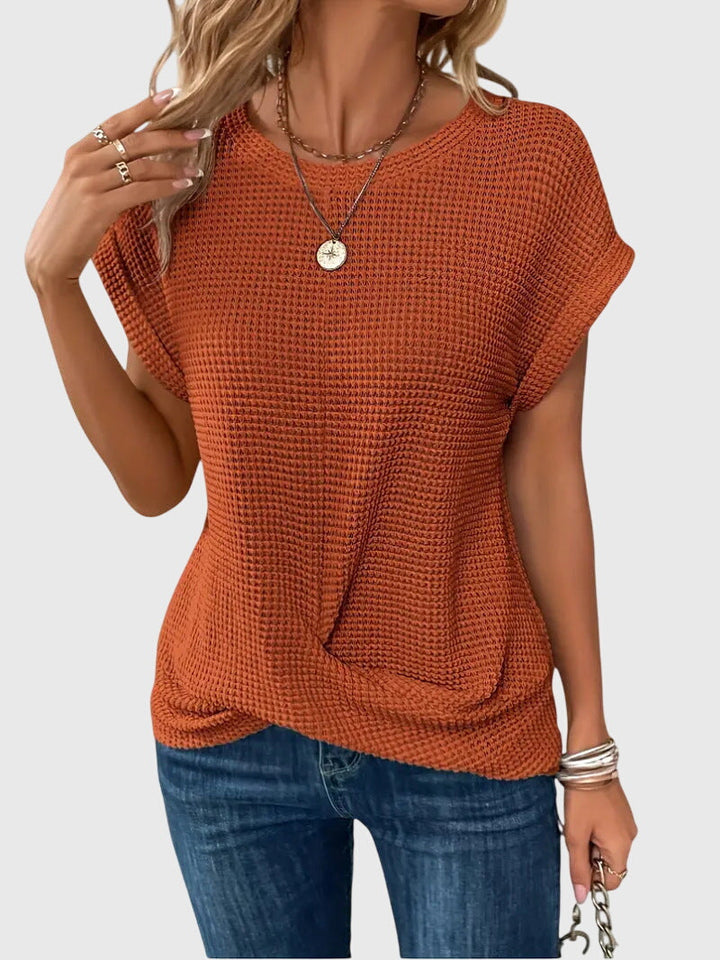Isa — Blouse Femme Elegante Col Rond Verte Bleue Noire Pour Style Quotidien