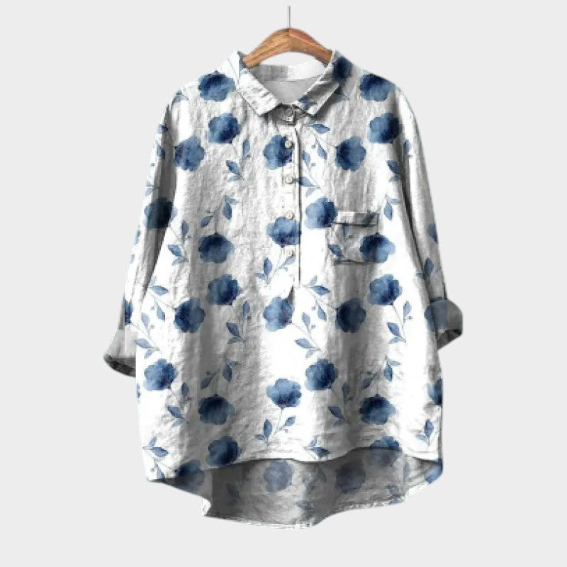 Mira — Blouse Femme Elegante Bleue, Blanche Pour Style Confirme