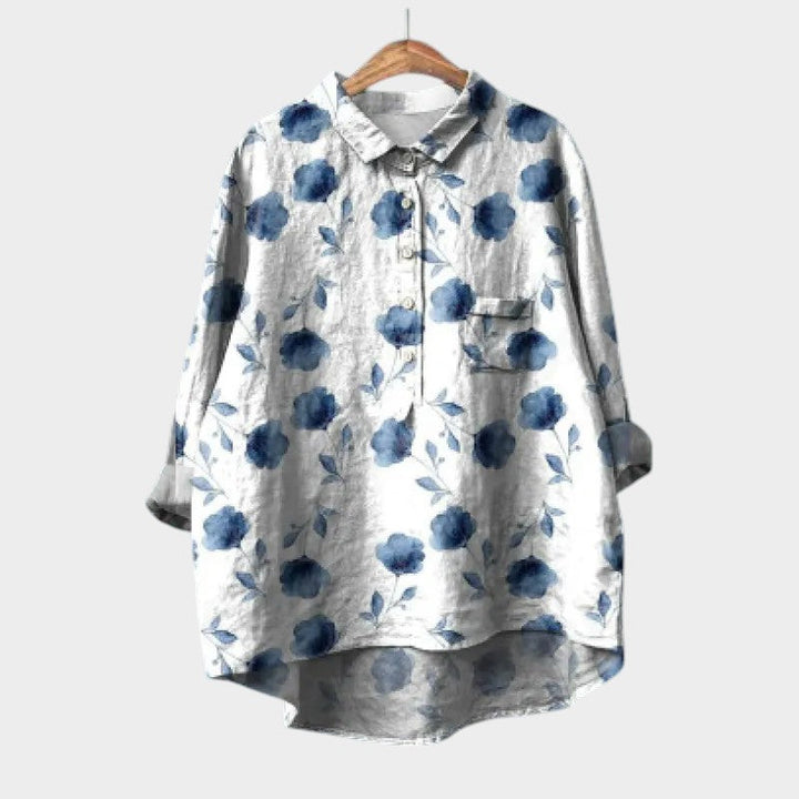 Mira — Blouse Femme Elegante Bleue, Blanche Pour Style Confirme