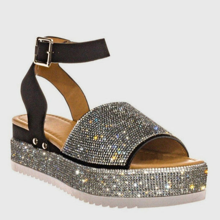 Céline | Sandales Strass Bride Cheville Femme | Élégantes Soirée