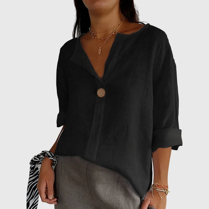Valentina — Blouse Femme Elegante Verte Noire Bleue Pour Style Affiche