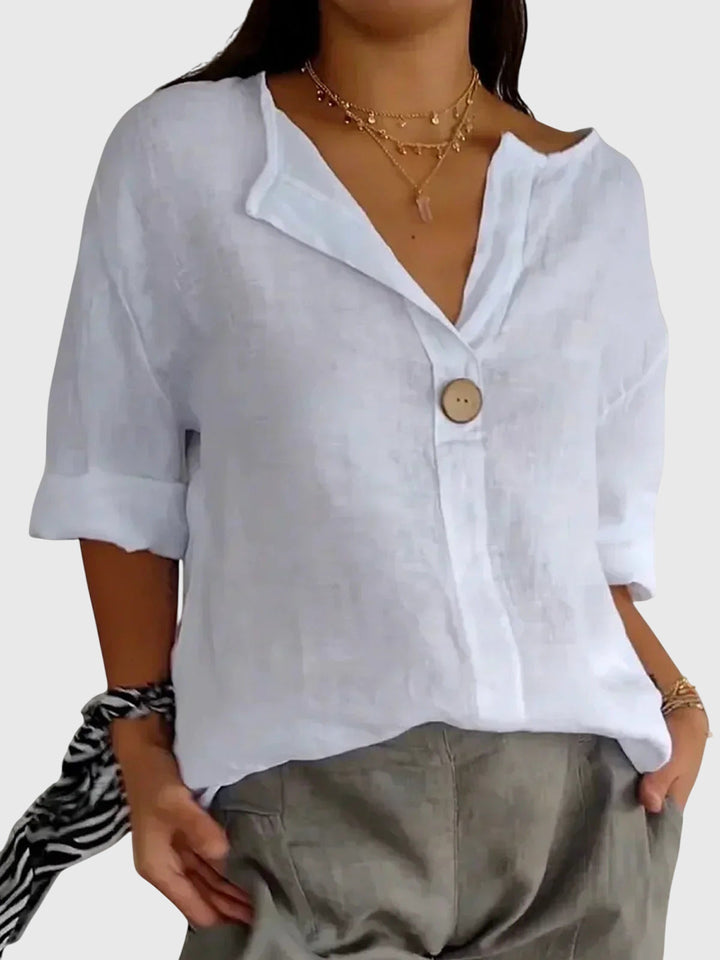 Gemma — Blouse Femme Elegante Bleu Marine, Blanche Pour Style Confirme