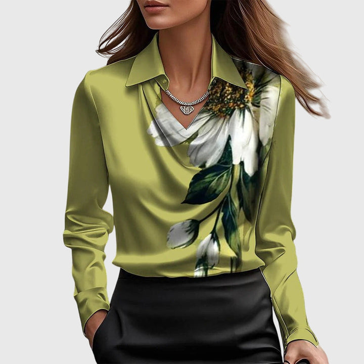 Brooklyn — Blouse Femme Elegante Bleu Clair Verte Noire Pour Style Affirme