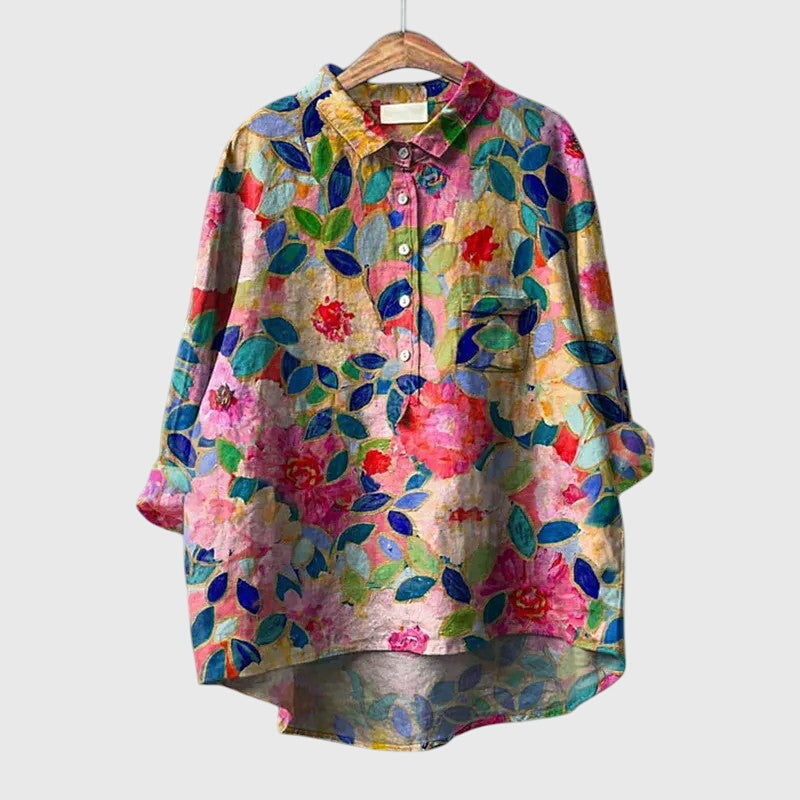 Elly — Blouse Femme Elegante Bleue, Violette Pour Style Confirme