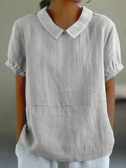 Sophie — Blouse Femme Lin naturel Bleue, Blanche Pour Style Confirme