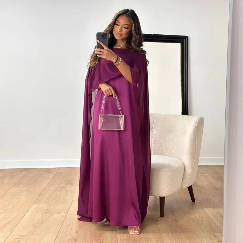 Lily — Robe Maxi Cape Mariage Invitee Blanche Violette Noire Rose