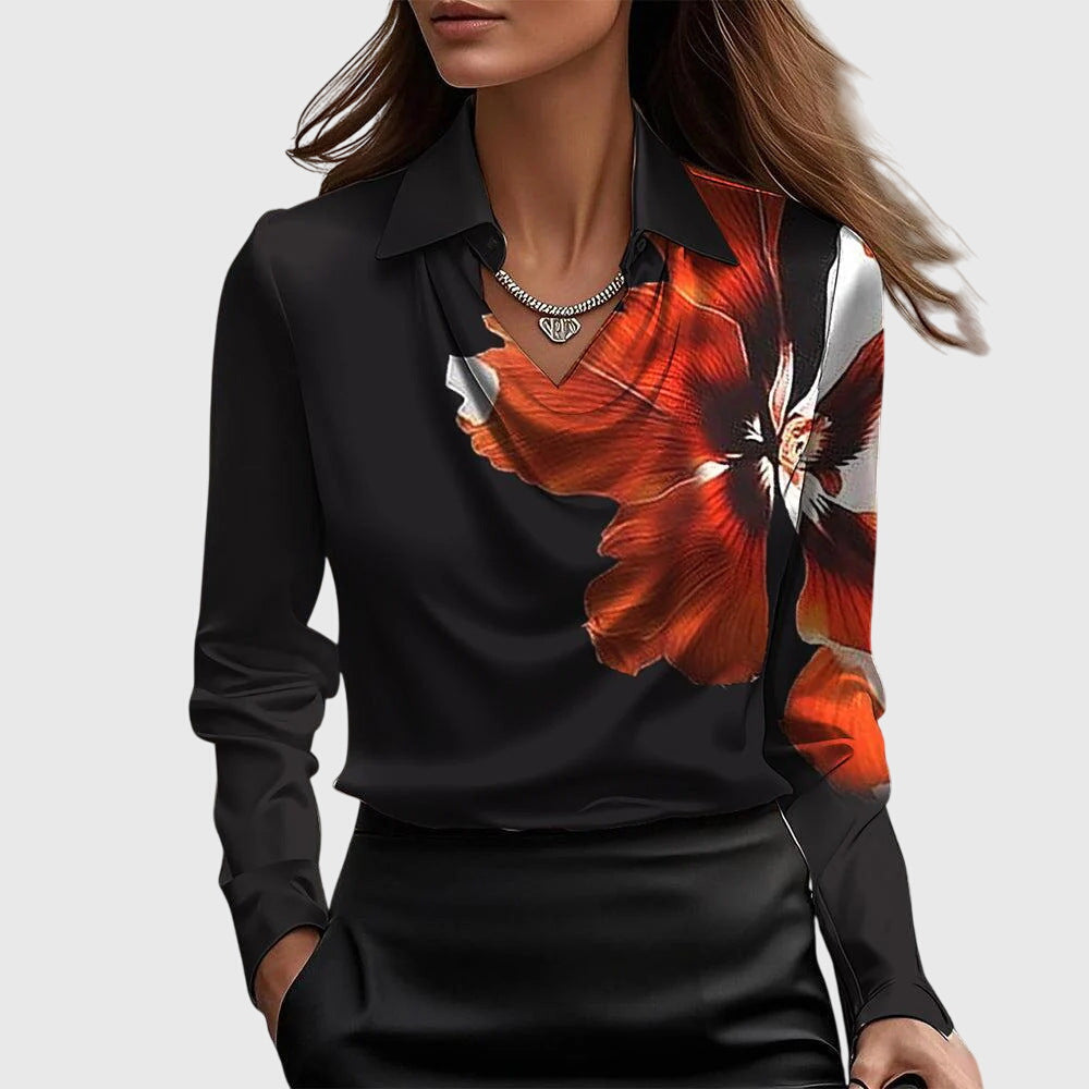 Brooklyn — Blouse Femme Elegante Bleu Clair Verte Noire Pour Style Affirme