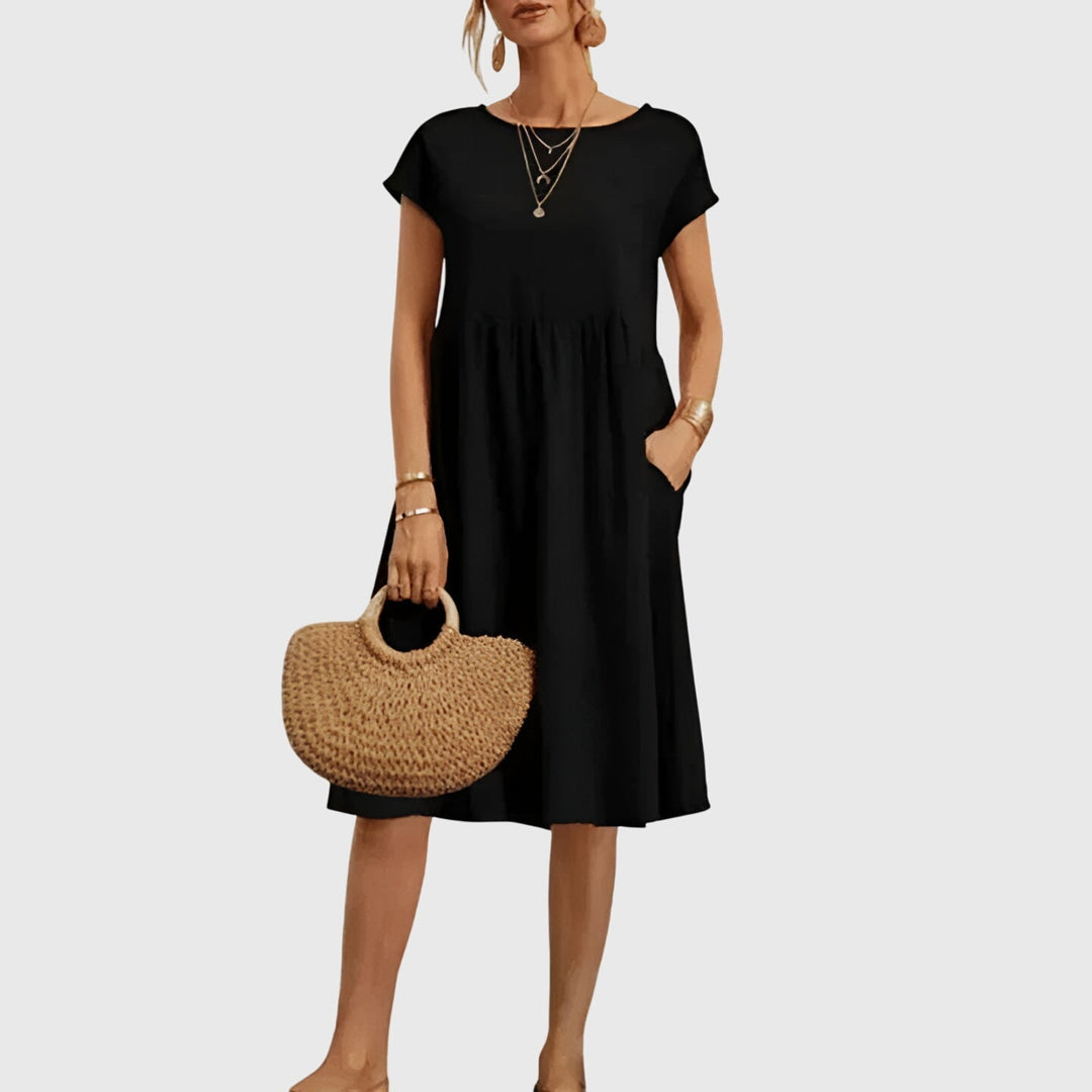 Mirabel — Robe Femme Elegante Printemps Marron Blanche Verte Bleue