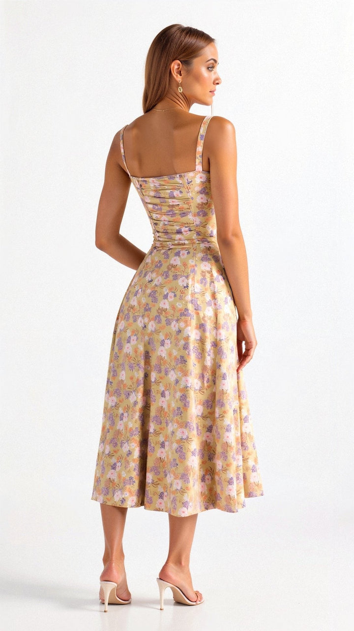 Amelia — Robe Femme Lin Noire, Jaune, Light Yellow Pour Style Confirme