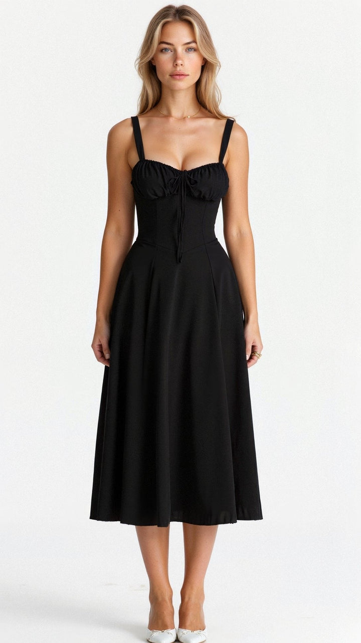 Amelia — Robe Femme Lin Noire, Jaune, Light Yellow Pour Style Confirme