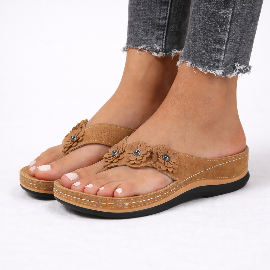 Sandales Orthopédiques Florales Femme Coussinées | Confort Été