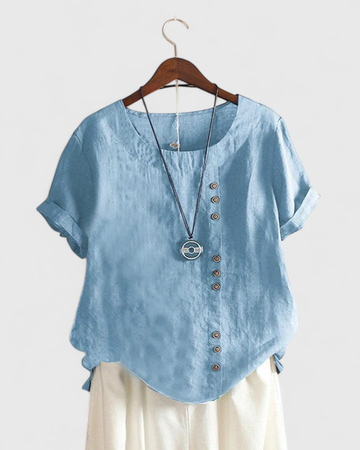 Elisavie — Blouse Femme Confortable Sky Blue, Blanche Pour Style Confirme