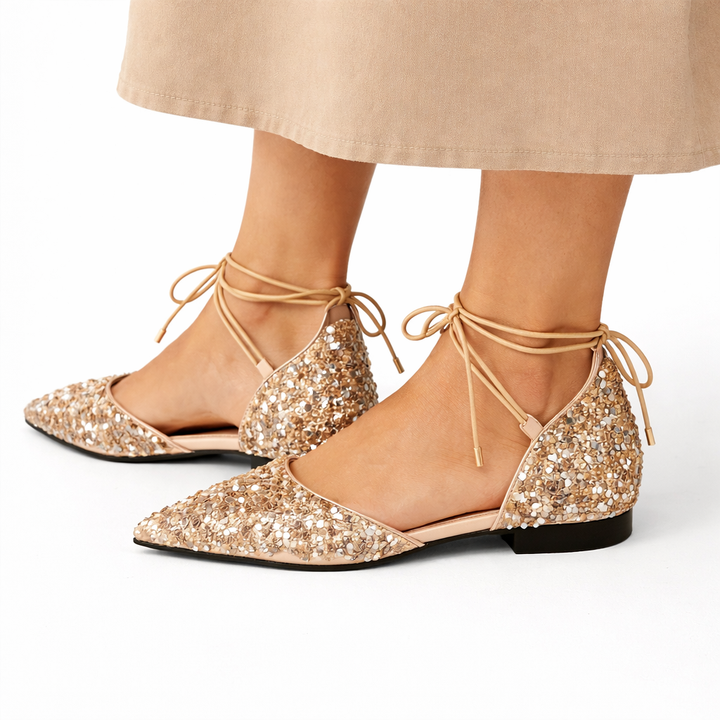 Chaussures Mariage Dorées Lacets Femme | Élégantes Cérémonie Soirée