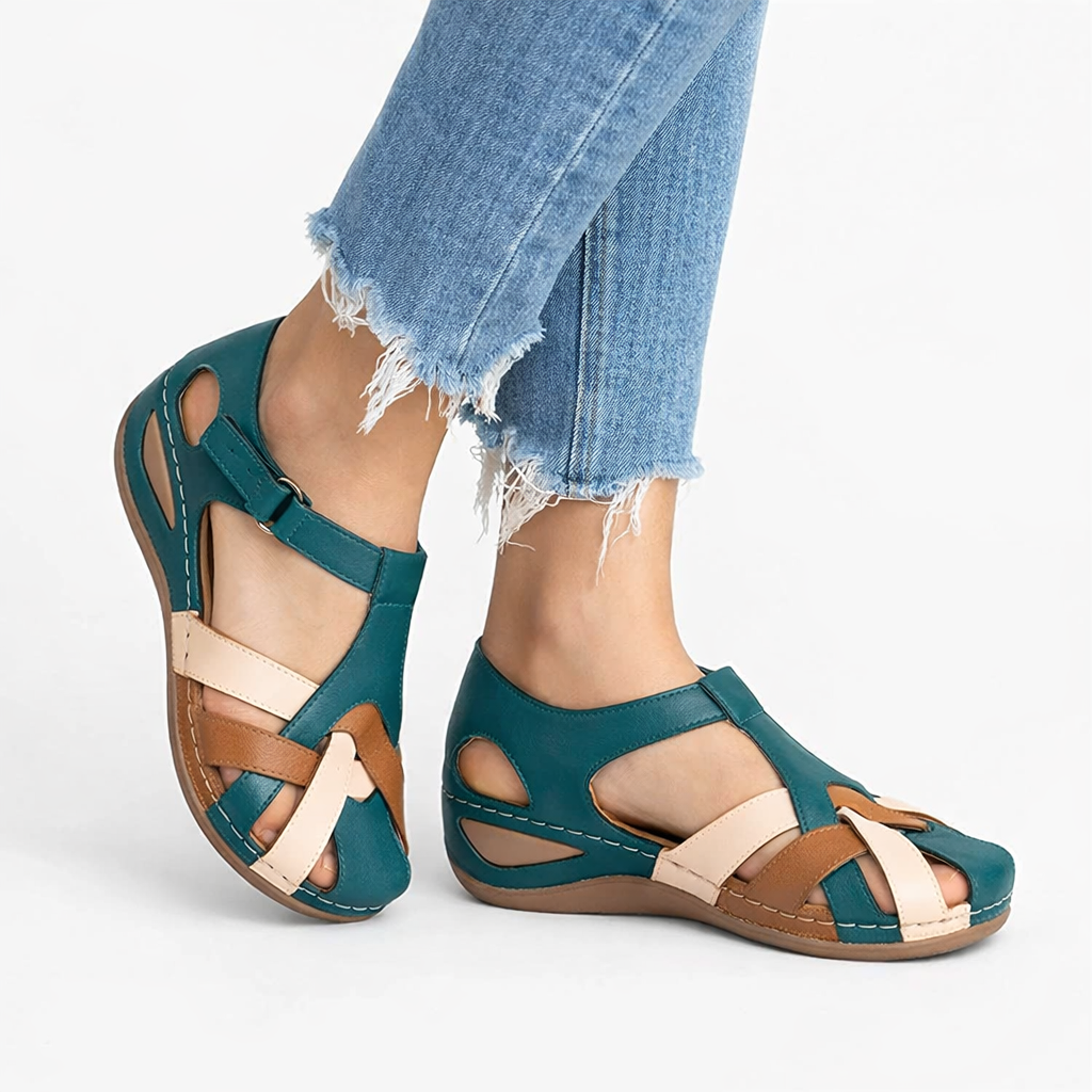 Sandales Compensées Cuir Orthopédiques Femme | Confort Soutien Été