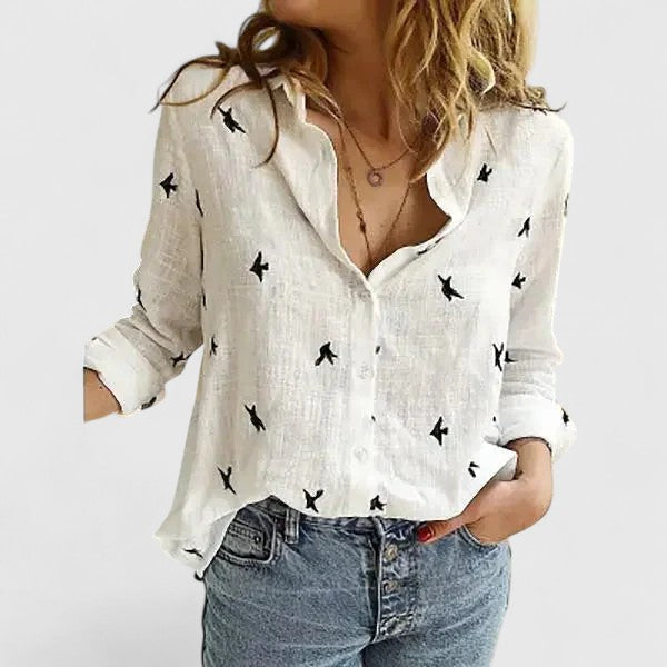 Elena — Blouse Femme Elegante Marron Verte Pour Style Naturel Confirme
