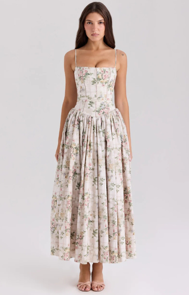 Gabriella — Robe Mariage Invitee Corset Midi Elegante Multi-Style