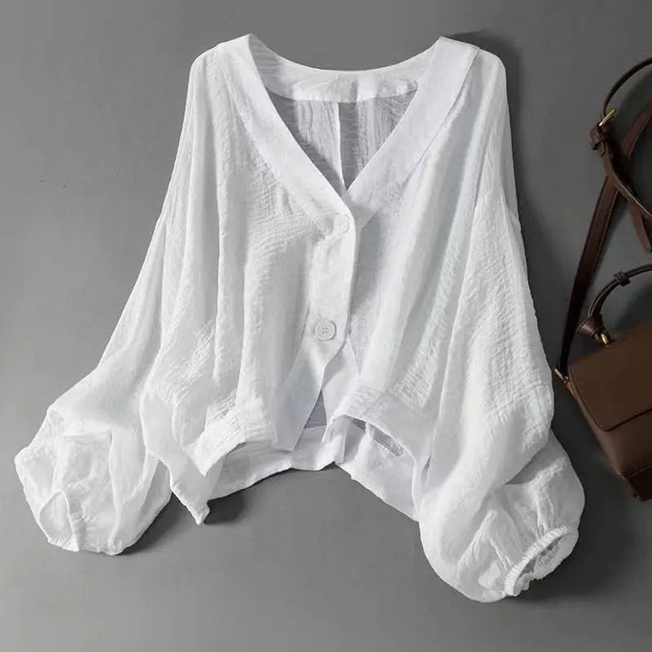 Luna — Blouse Femme Lin naturel Noire, Blanche Pour Style Confirme